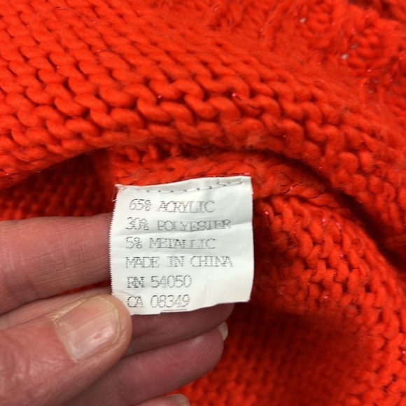Jones New York Collect Orange Sparkle Orange  Cowl Neck Sweater - Picture 6 of 11